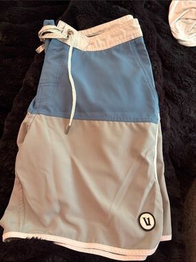 Vuori Two-Tone Blue and Light Gray Athletic Shorts